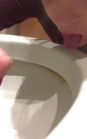 Toilet rim licking whore