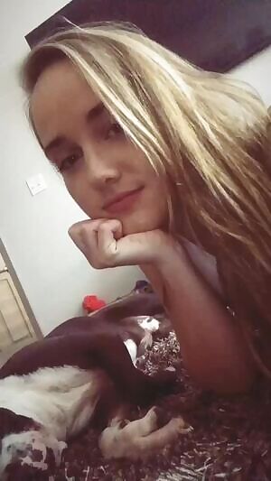 With her dog